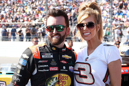 Austin Dillon and his wife Whitney at a Nascar race