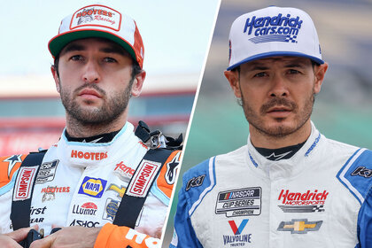 Split image Chase Elliot and Kyle Larson