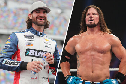 Split image of Corey Lajoie and wrestler AJ Styles