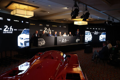 Rftc Garage 56 Car A general view of the NASCAR, IMSA, and Hendrick Motorsports press conference for the Garage 56 entry