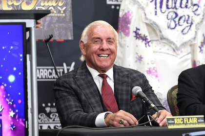 American wrestler Ric Flair attends a press conference where July 31rst is declared “Ric Flair Day” in Music City at Nashville Fairgrounds