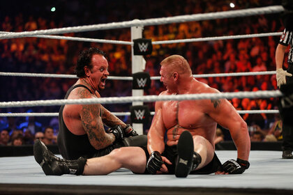 The Undertaker and Brock Lesnar during a match