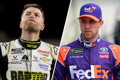 Split image of William Byron and Denny Hamlin