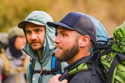 Closeup of Tyrie Mann Merrill and Ethan Greenberg in Race To Survive: New Zealand Season 2, Episode 1
