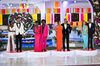 Love Island USA Season 6's final four couples: JaNa and Kenny, Serena and Kordell, Leah and Miguel, and Nicole and Kendall.