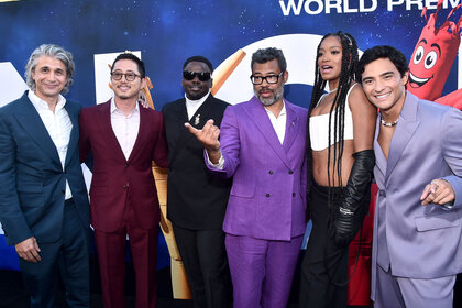 Win Rosenfeld, Steven Yeun, Daniel Kaluuya, Jordan Peele, Keke Palmer and Brandon Perea attend the world premiere of Universal Pictures' "NOPE"