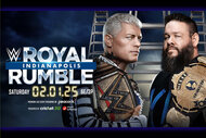 Cody Rhodes and Kevin Owens appear on a Royal Rumble match card.