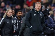 Graham Potter coaches during a match between Aston Villa FC and West Ham United FC.