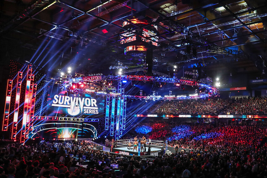 An overview shot of the arena during Survivor Series