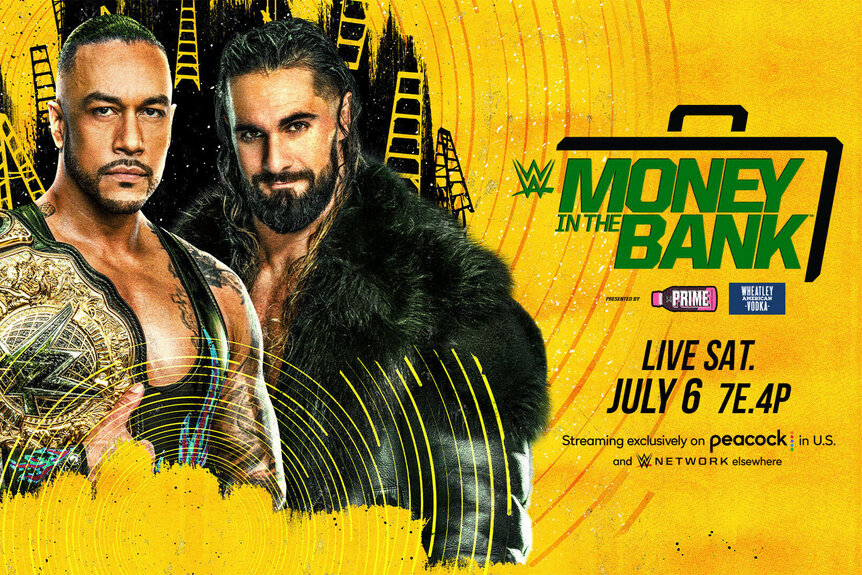 Damien Priest and Seth Rollins appear in a promotional graphic for Money In The Bank