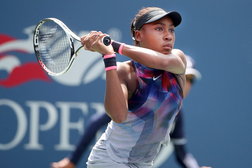 Cori Gauff plays at the 2017 US Open.