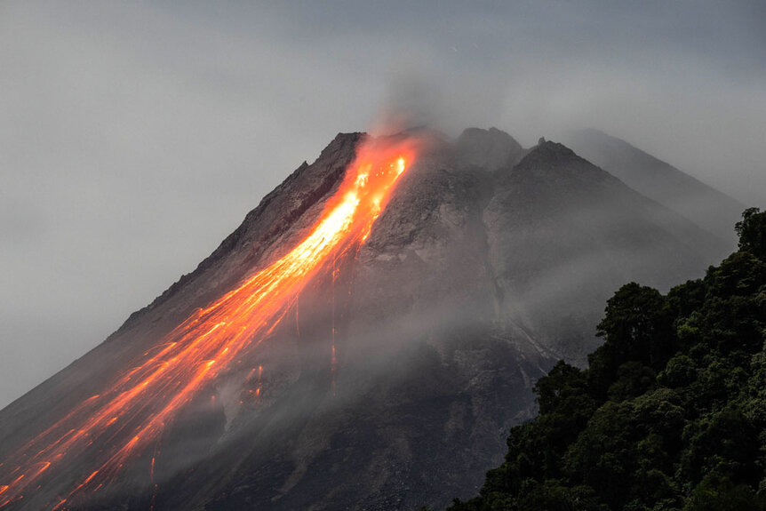 Volcano erupting in Indonesia