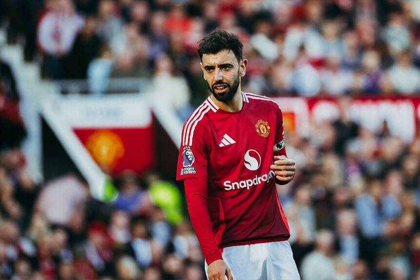 Bruno Fernandes of Manchester United looks on during the Premier League match between Manchester United FC and Brentford FC